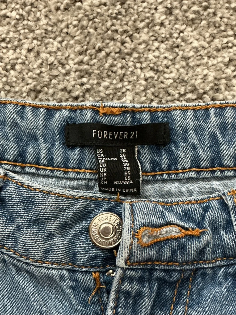Forever 21 Distressed Denim Jean Shorts - Blue